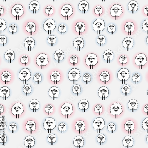 Vector pattern with cute sheep