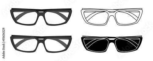 Classic glasses set. Contour, black, color