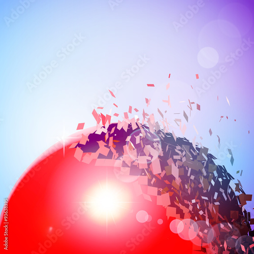 Fototapeta Naklejka Na Ścianę i Meble -  Red 3D ball exploded into pieces