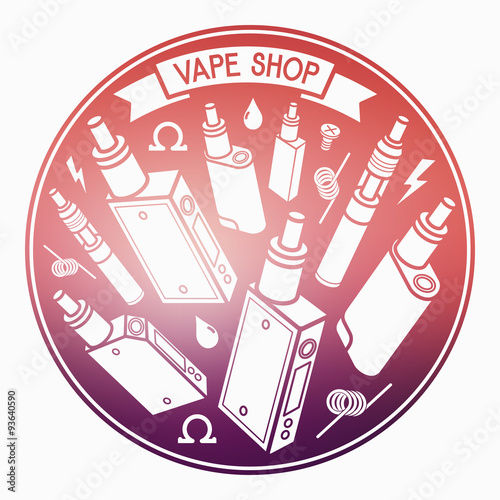 Vector illustration of vape on blurred background