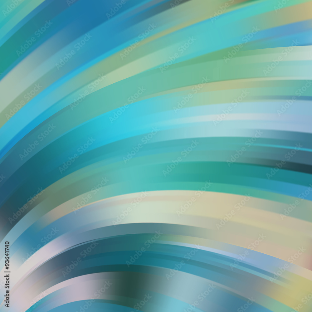 Colorful smooth light green, blue, beige lines background.