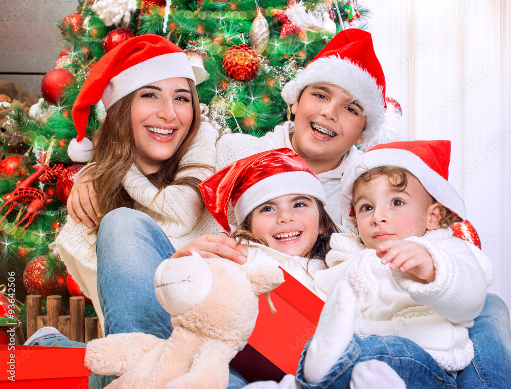 Happy family in Christmas eve Happy family in Christmas eve
