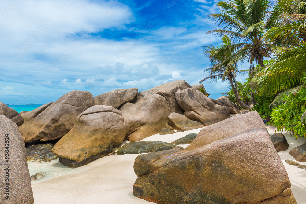Anse Patates - tropical beach on island La Digue, Seychelles