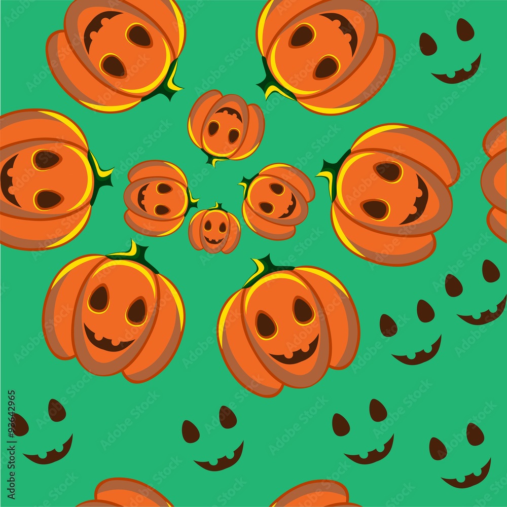Obraz premium Pumpkins on green backdrop