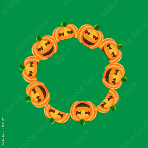 Pumpkins in round on green