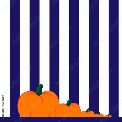 Pumpkins on white blue stripes