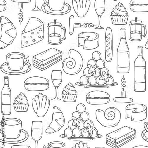 Seamless french food background
