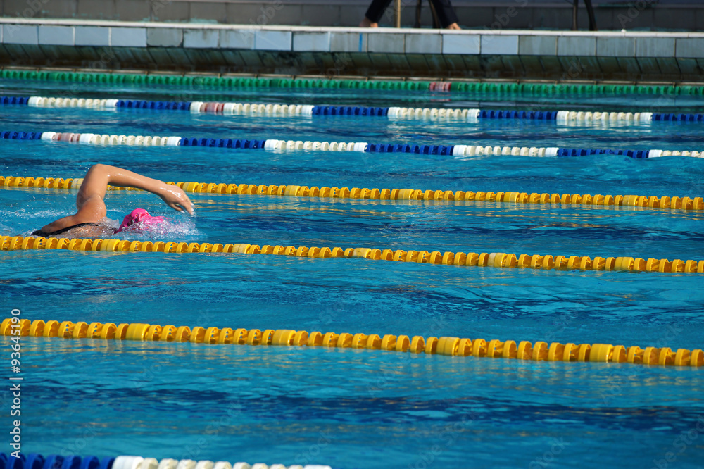 Girl swimmer in the pool