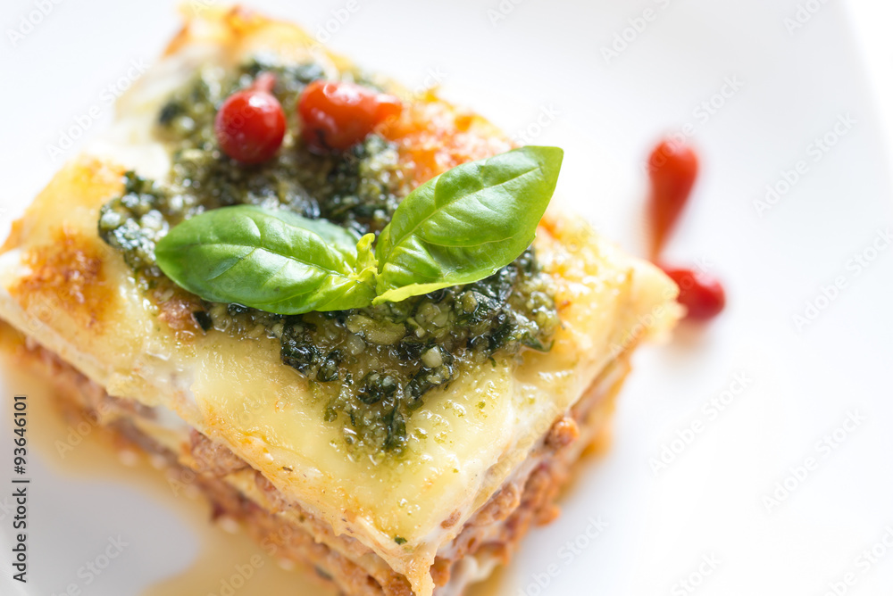 Lasagna with pesto