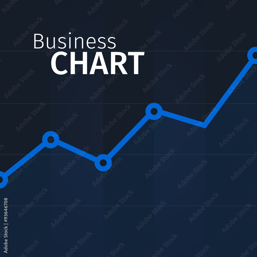 Blue line on black background, business chart Blue line on black background, business chart