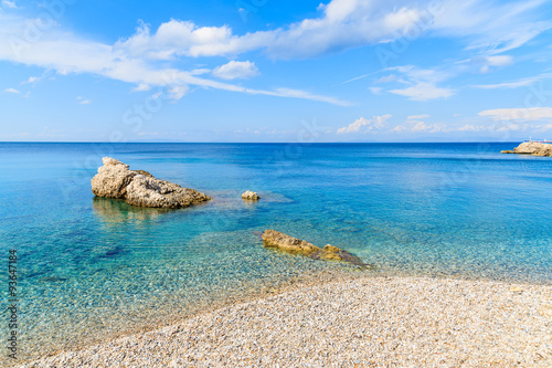 Crystal clear sea water of Kokkari beach  Samos island  Greece