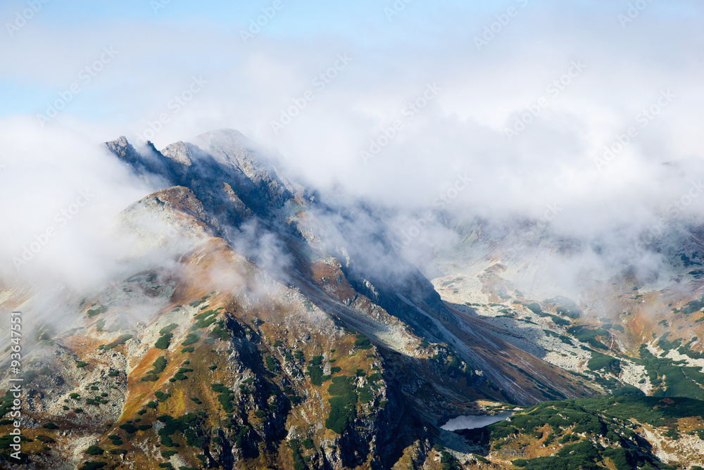mountain peaks in clouds, Tatras
