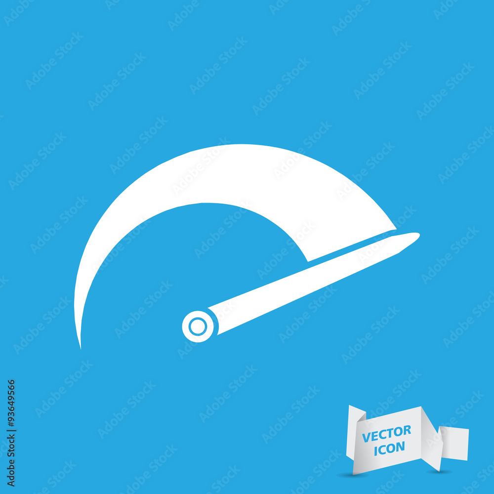 Tachometer icon on a blue background