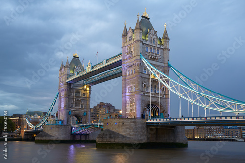 Tower bridge in London illuminated in the evening #93650163