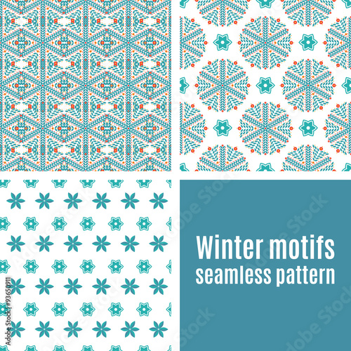 Set seamless pattern of snowflakes 