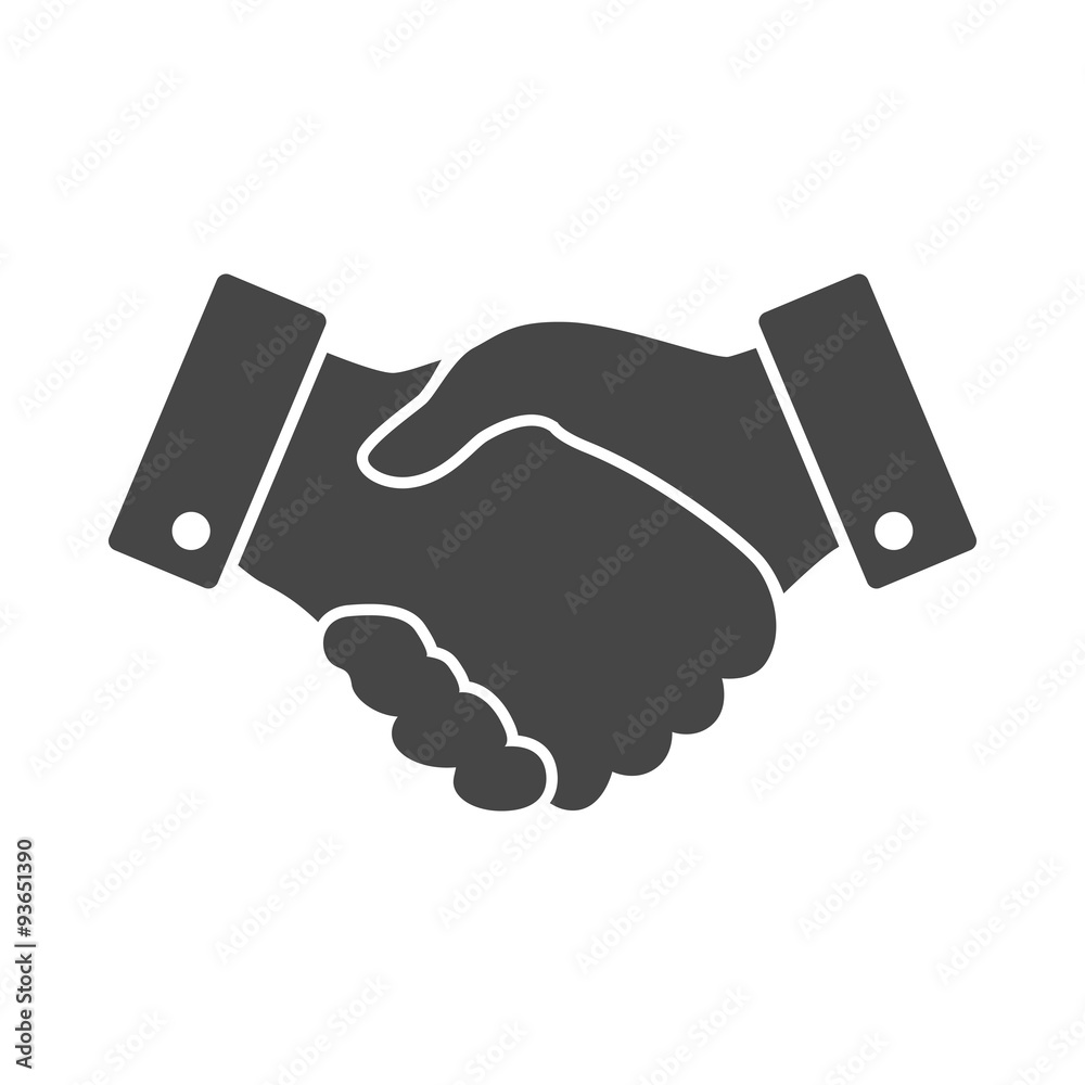 black Handshake vector icon. design for business and finance con black Handshake vector icon. design for business and finance con