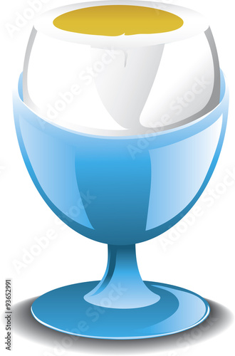 Illustration of a poached egg in a dish.