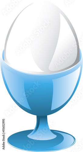 Illustration of a poached egg in a dish.