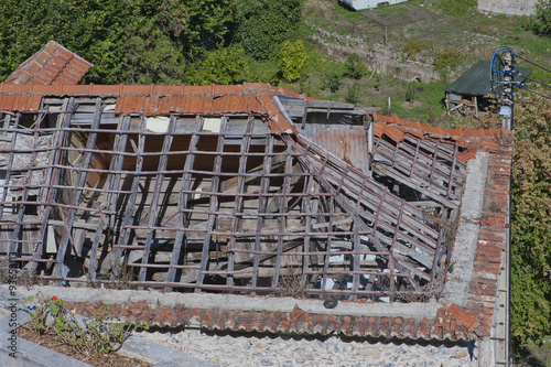 view of a broken roof of a house in Sintra, Portugal