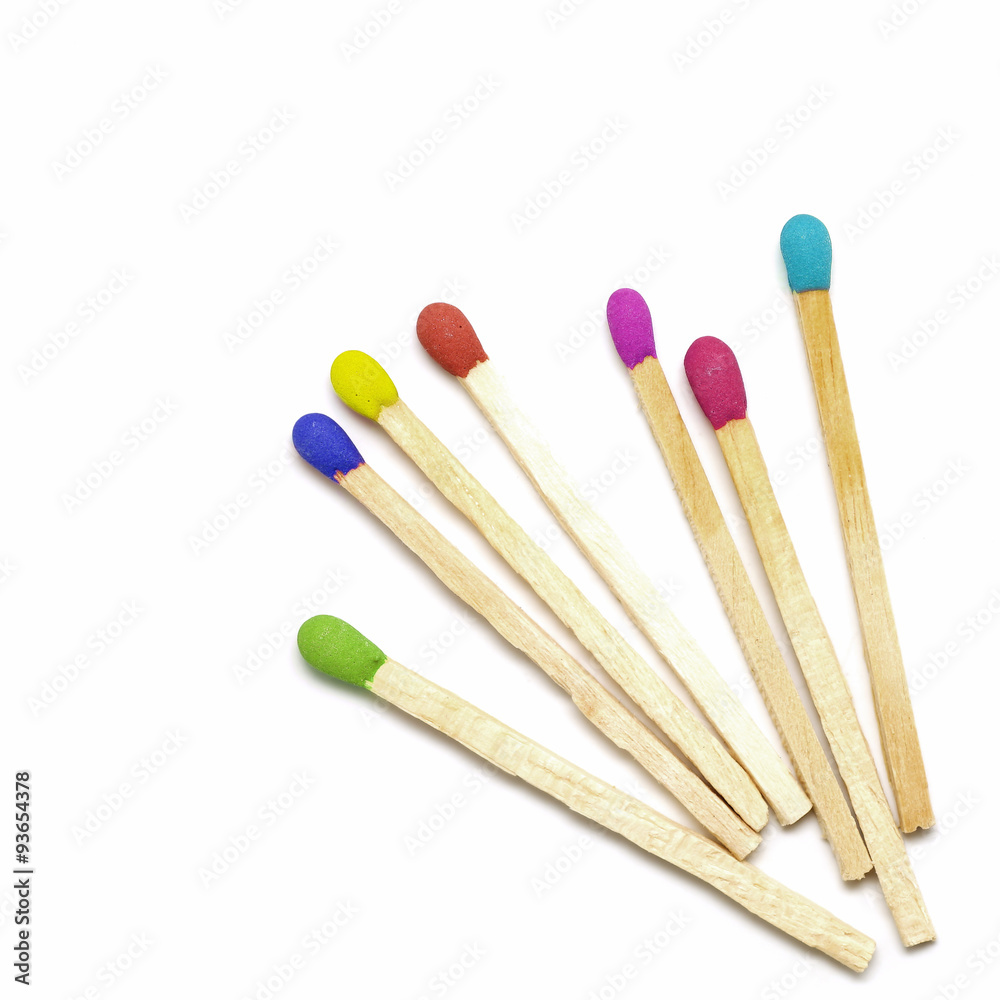 colorful matchstick isolated on white colorful matchstick isolated on white