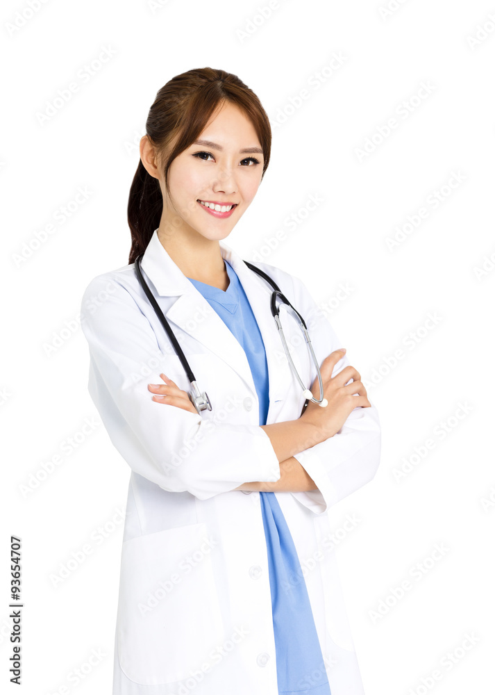 smiling young female doctor isolated on white smiling young female doctor isolated on white