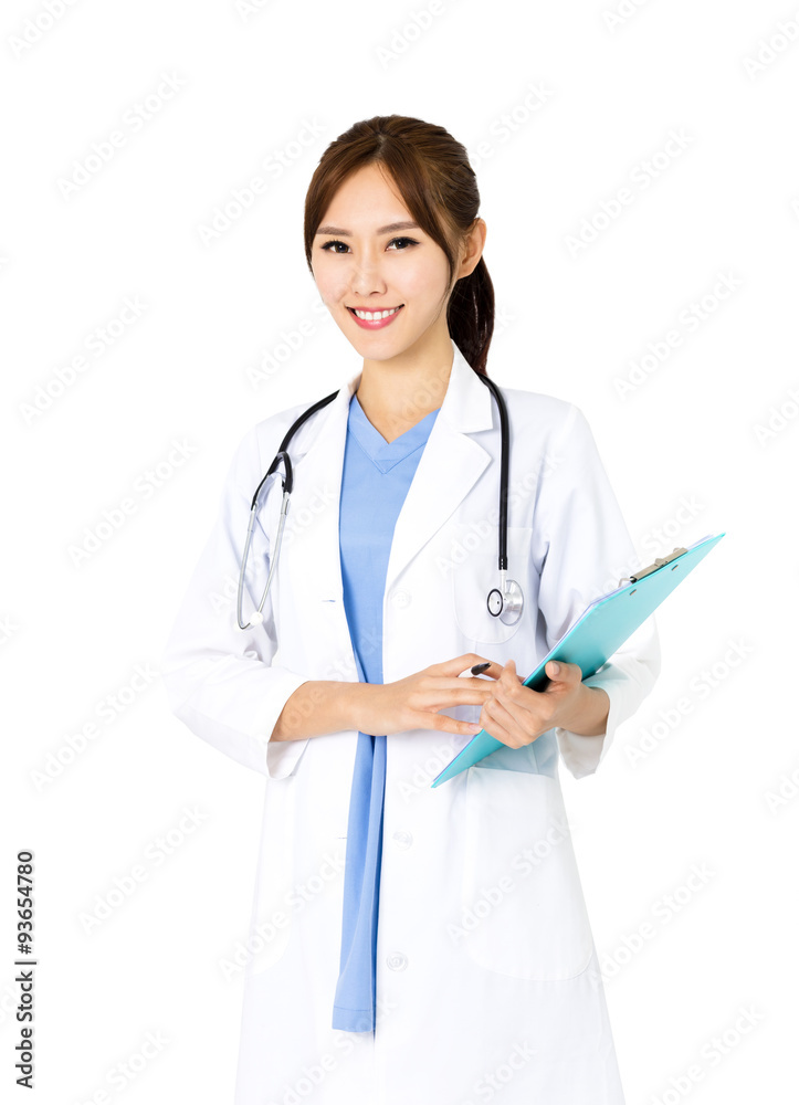 smiling young female doctor isolated on white smiling young female doctor isolated on white