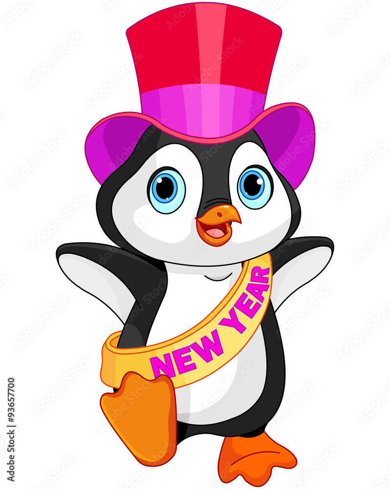 Naklejka premium New Year baby penguin