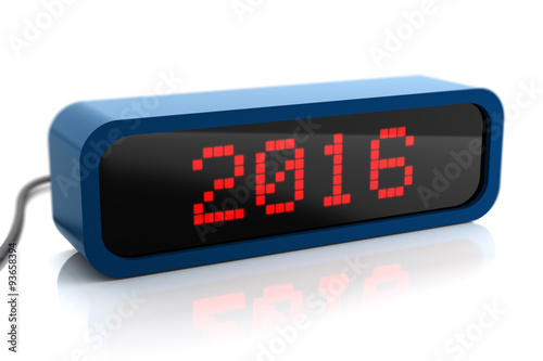 Led display of 2016 year, isolated on white