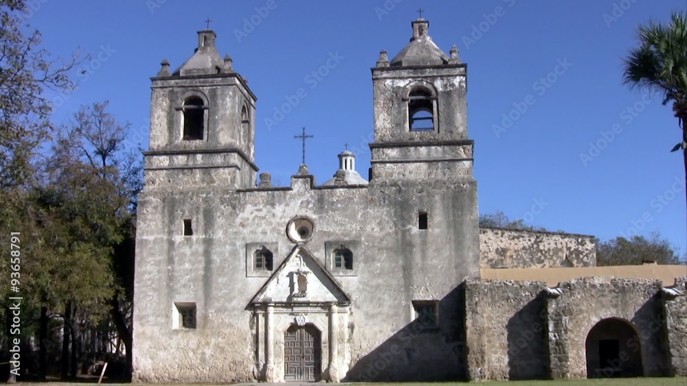 Mission Concepcion front zoom in to cross HD Mission Concepcion front zoom in to cross HD