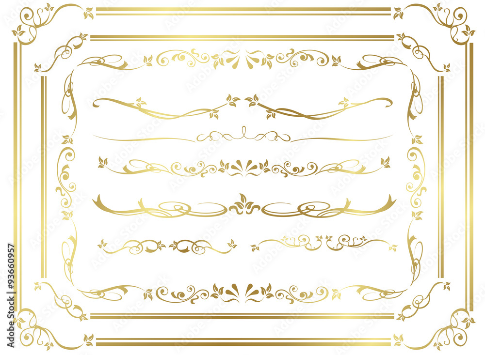 Fototapeta premium zestaw dekoracyjne ramki złota wektor