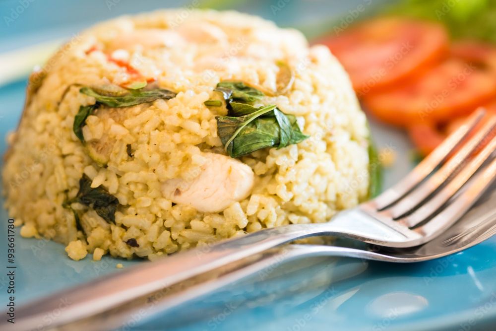 Fried rice with green curry, Thai Food