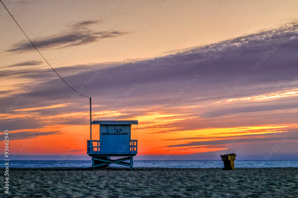 Obraz premium Sunset at the Snata Monica Pier in August