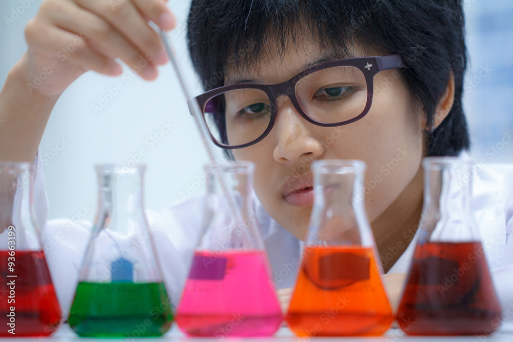 Researcher working with chemical Researcher working with chemical