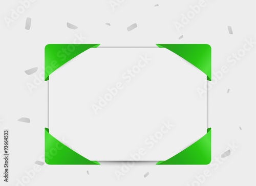 blank card with confetti and ribbons