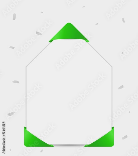 blank card with confetti and ribbons