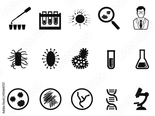 black microbiology icon set