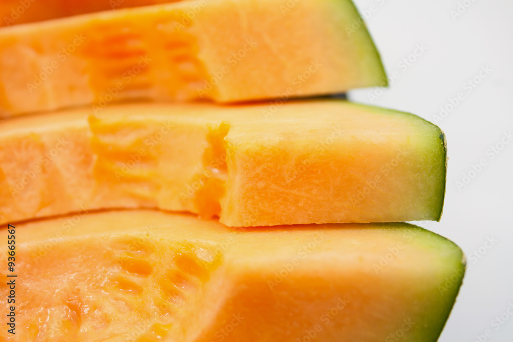 slices of cantaloupe melon slices of cantaloupe melon