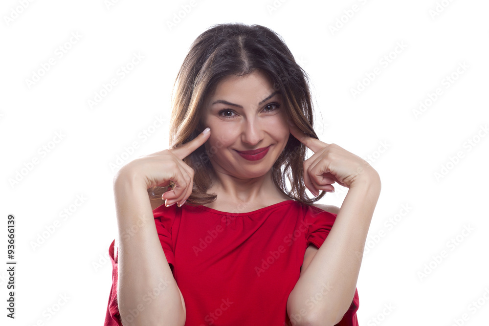 Facial expression of a beautiful young happy woman Facial expression of a beautiful young happy woman