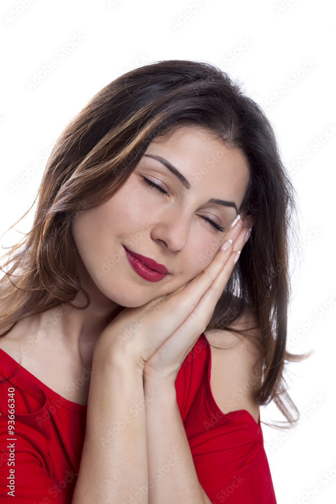 Facial expression of a beautiful young sleeping woman Facial expression of a beautiful young sleeping woman
