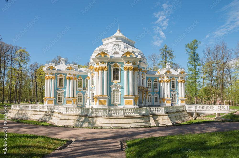 Hermitage Pavilion  in summer sunny day in the Catherine park  in Pushkin (Tsarskoe Selo), St.Petersburg, Russia.