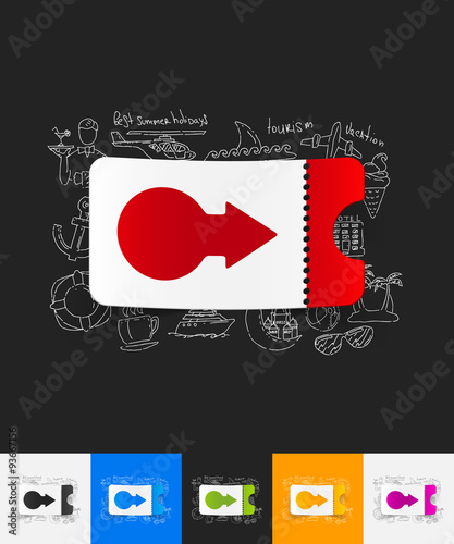 ticket paper sticker with hand drawn elements
