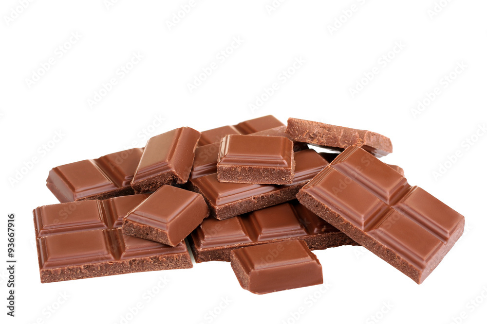 gentle milk chocolate on a white isolated background