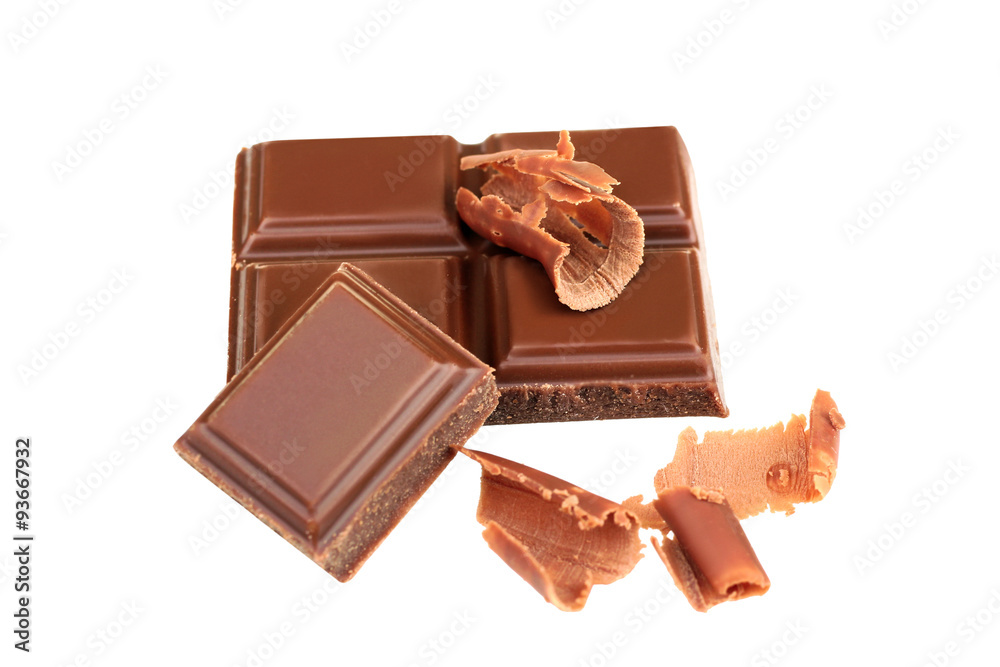 Fototapeta premium gentle milk chocolate on a white isolated background