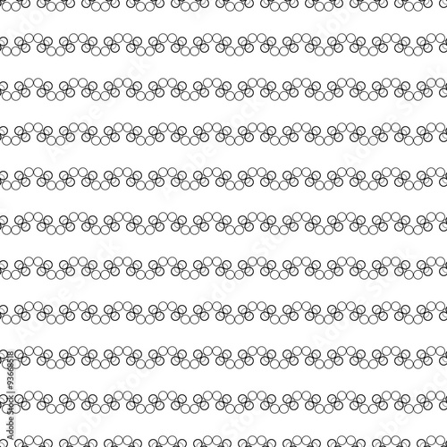 Seamless black and white decorative vector background with circles