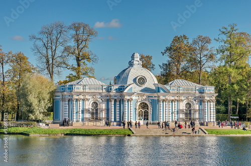 The Grotto Pavilion near the Great Pond in the Catherine Park, Pushkin (Tsarskoe Selo), Russia.