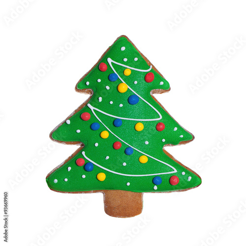 Wallpaper Mural Isolated Christmas Cookie Food. Green Gingerbread Xmas Tree on W Torontodigital.ca
