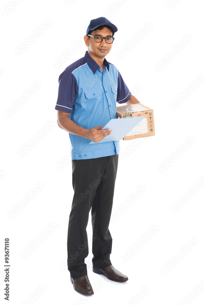 indian delivery man in blue uniform indian delivery man in blue uniform
