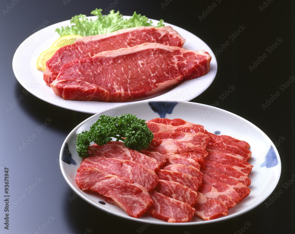 焼肉用牛肉とサーロイン