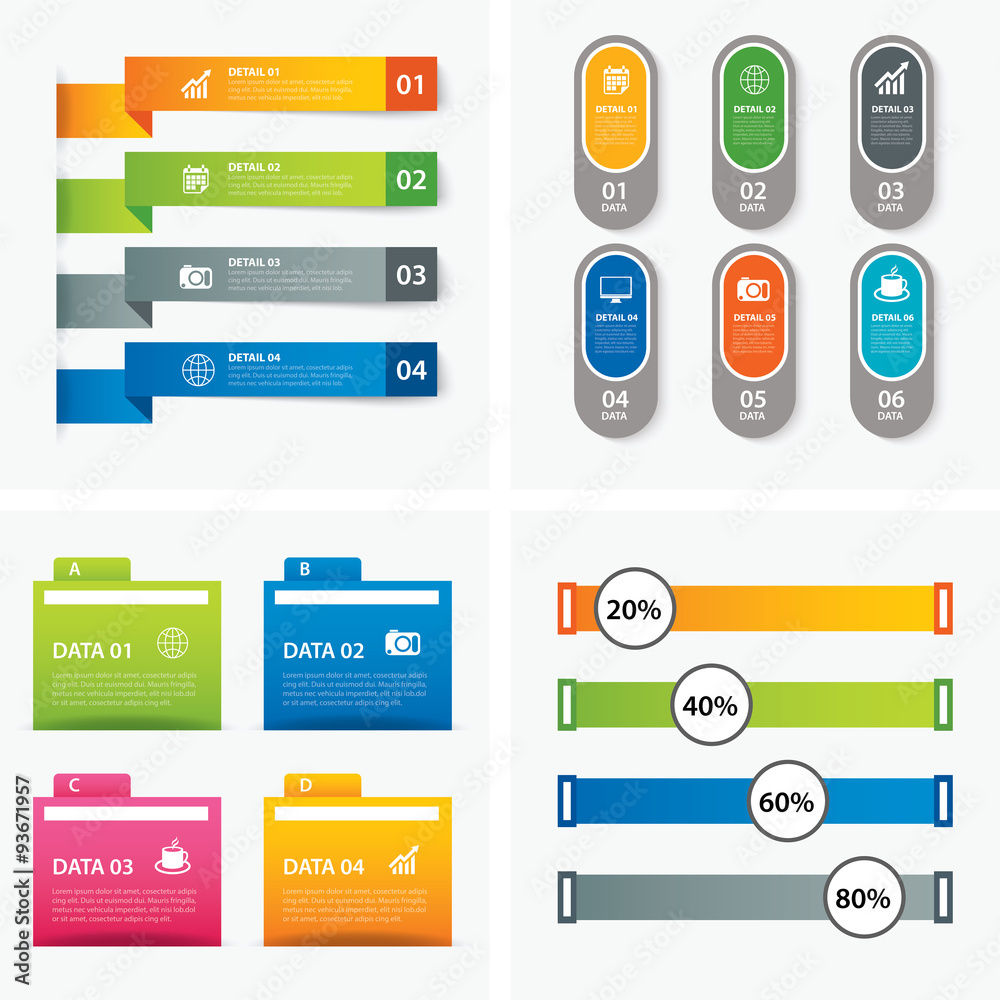 set of infographic templates flat design set of infographic templates flat design