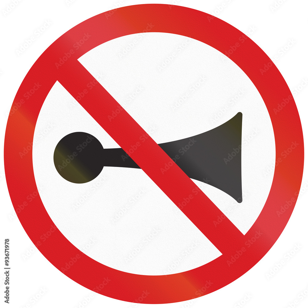 Argentinian regulatory traffic sign - no honking Argentinian regulatory traffic sign - no honking